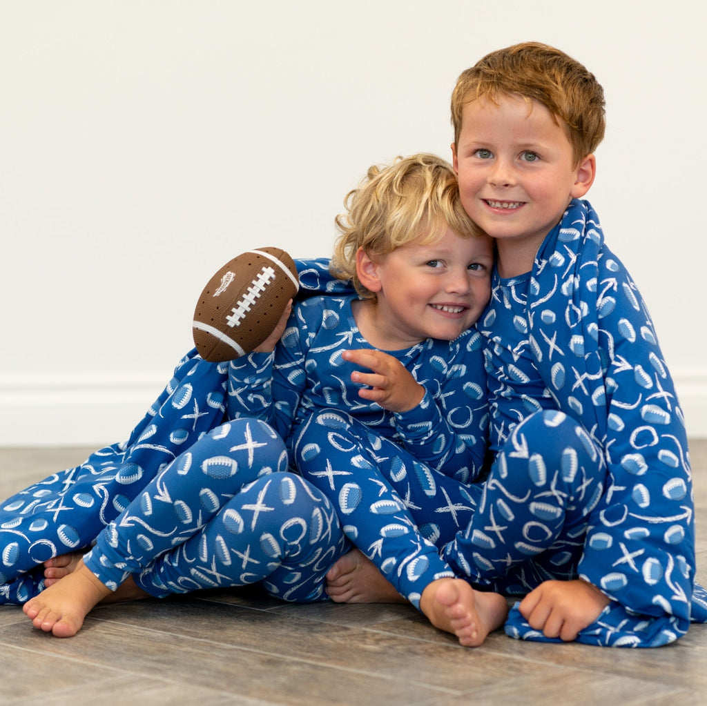 Blue Football Playbook- Big Kid Pajama