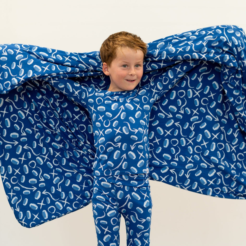 Blue Football Playbook- Big Kid Pajama