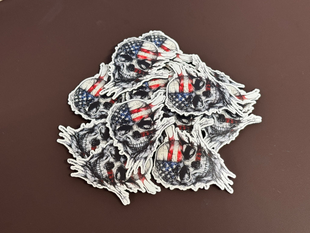 American Flag Skull UV Printed Patches