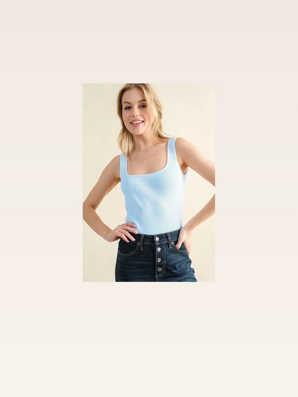 Ribbed Bodysuit with Square Neckline