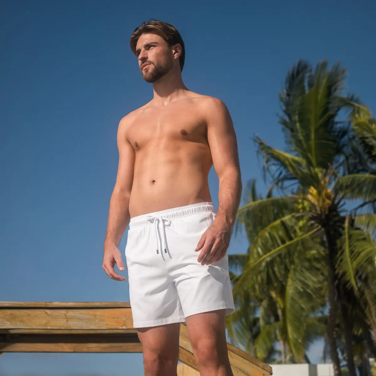 Arctic White Hybrid Short, Compression Lined Swim and Resort Trunk
