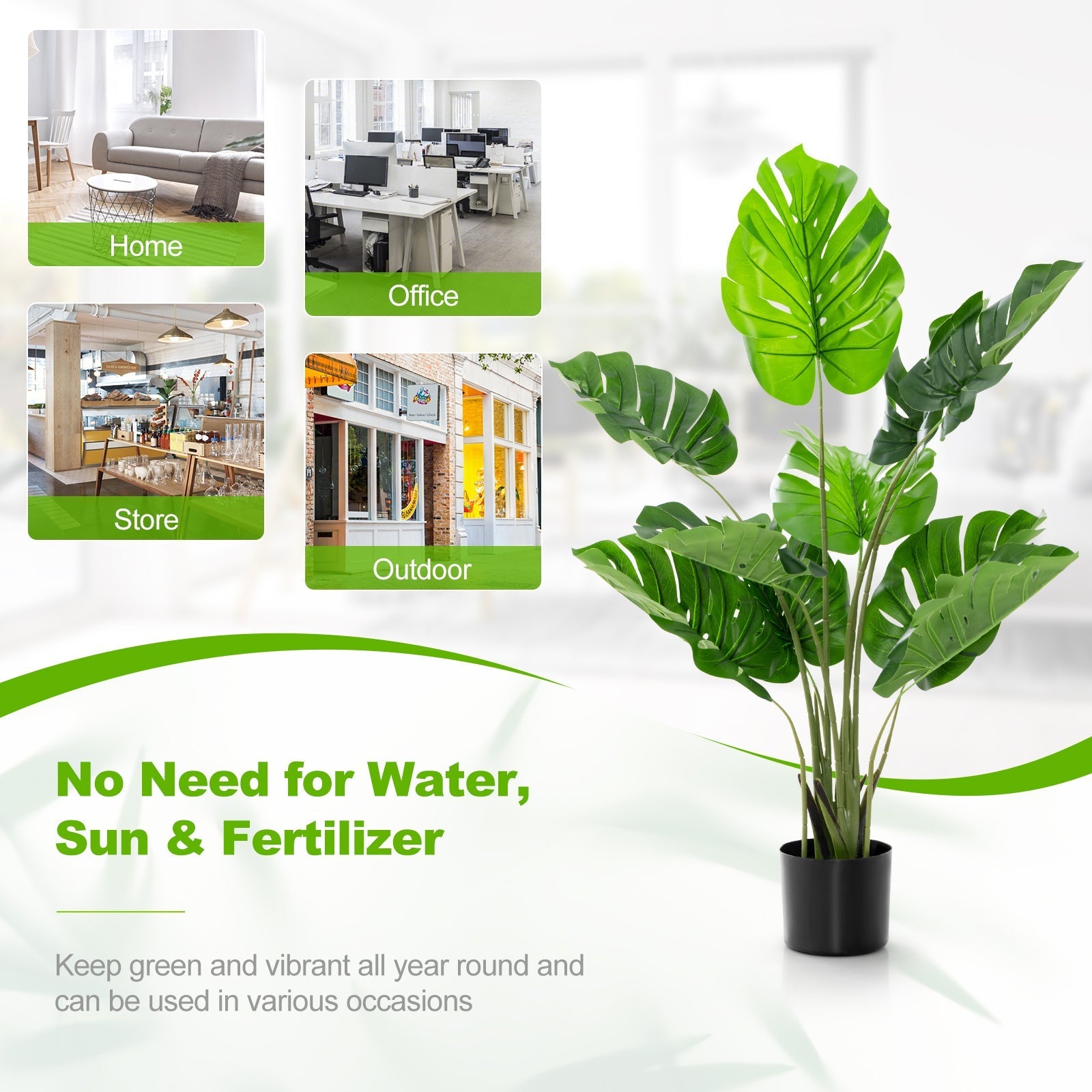 2 Pack Artificial Monstera Deliciosa Tree with 10 Leaves of Different Sizes