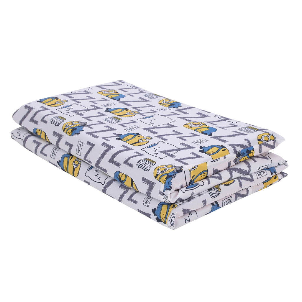 Lazy Minions Club Gray, Blue, Yellow, and White Preschool Nap Pad Sheet
