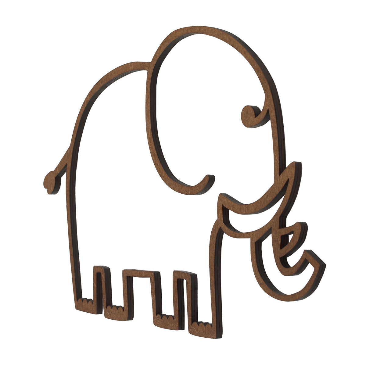 Elephant Shaped Textured Wood Tone Wall Decor