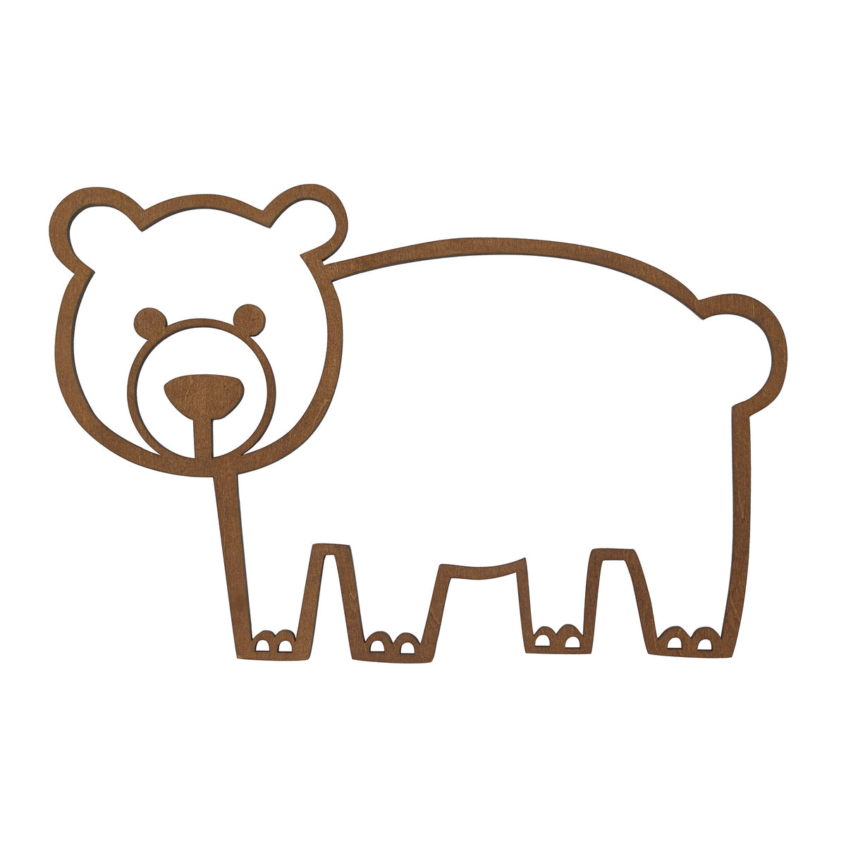 Bear Shaped Textured Wood Tone Wall DÃ©cor