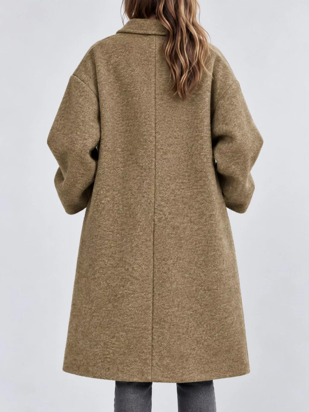 Full Size Lapel Collar One Button Coat Plus Size