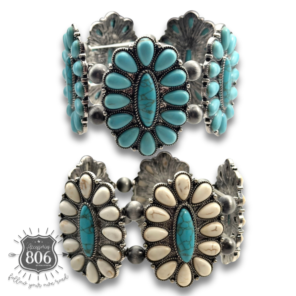 Western oval flower stretch bracelet - LC