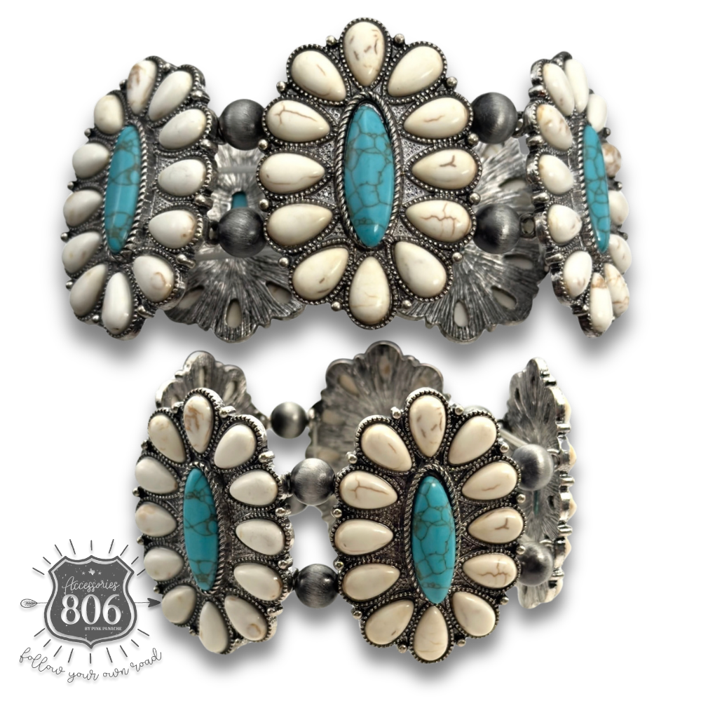Western oval flower stretch bracelet - LC