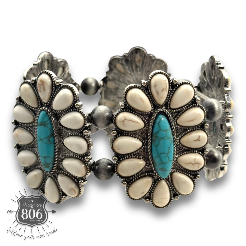 Western oval flower stretch bracelet - LC