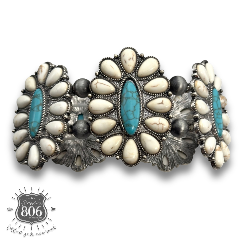 Western oval flower stretch bracelet - LC