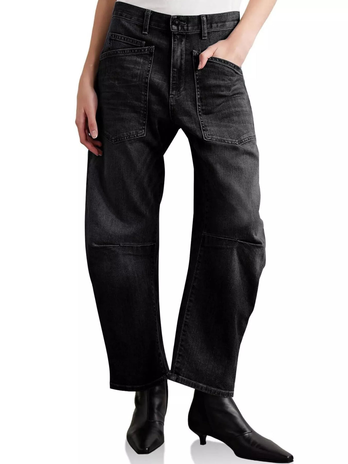 Wide-Leg Jeans with Patch Pockets