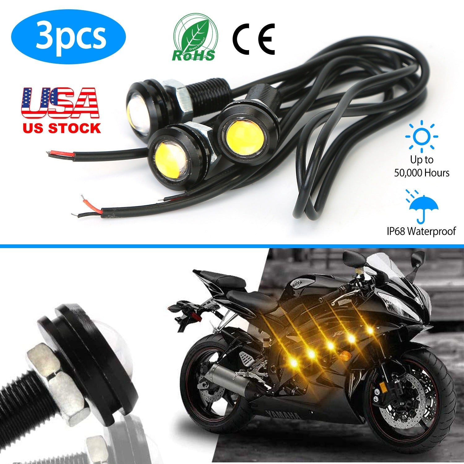 Amber Eagle Eye LED Grille Light for Vehicles