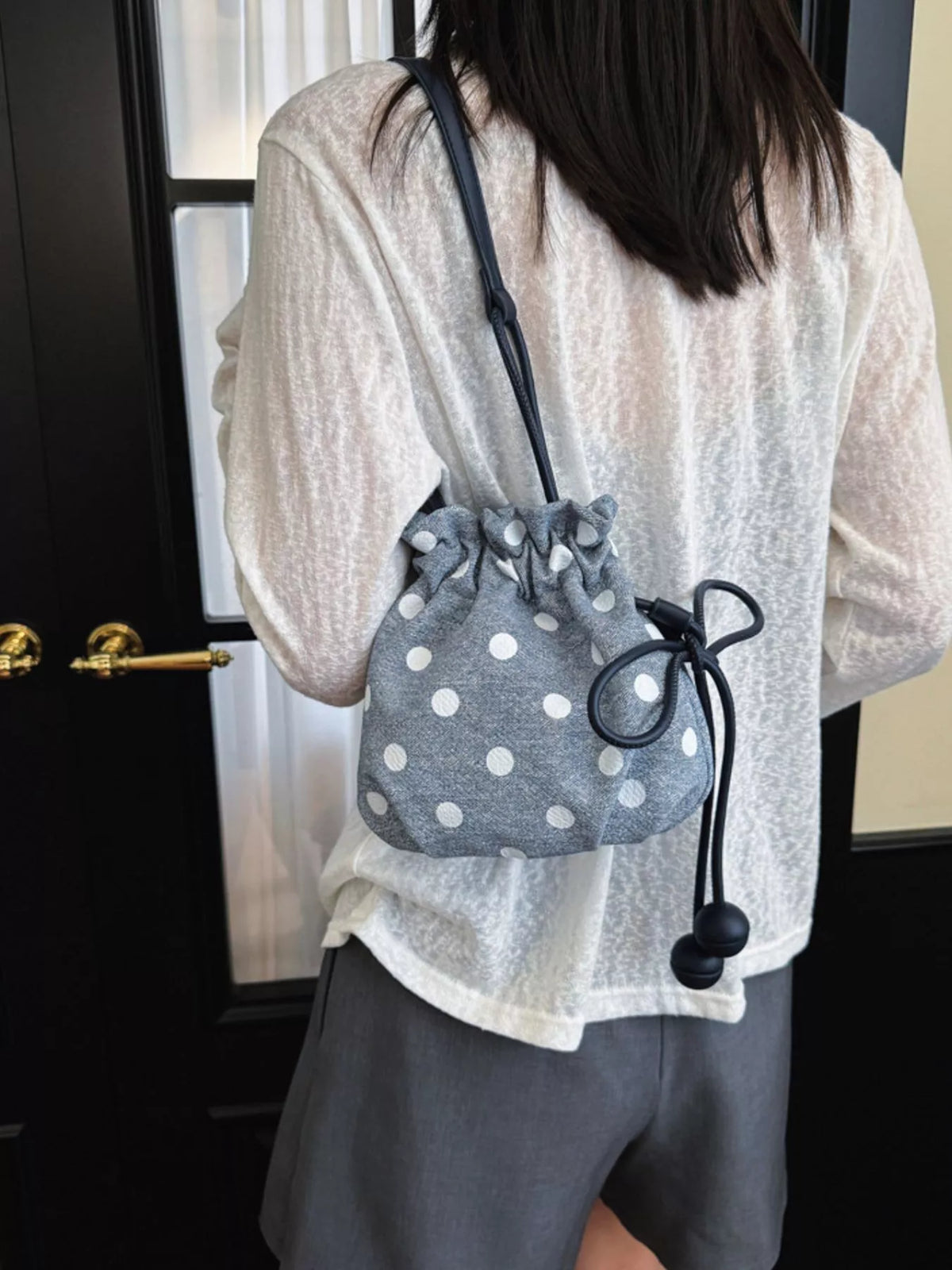 Polka Dot Drawstring Crossbody Bag