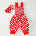 Infant And Toddler Clothing Suspender Top With Waist Tie, Printed Bloomers, Two-piece Set
