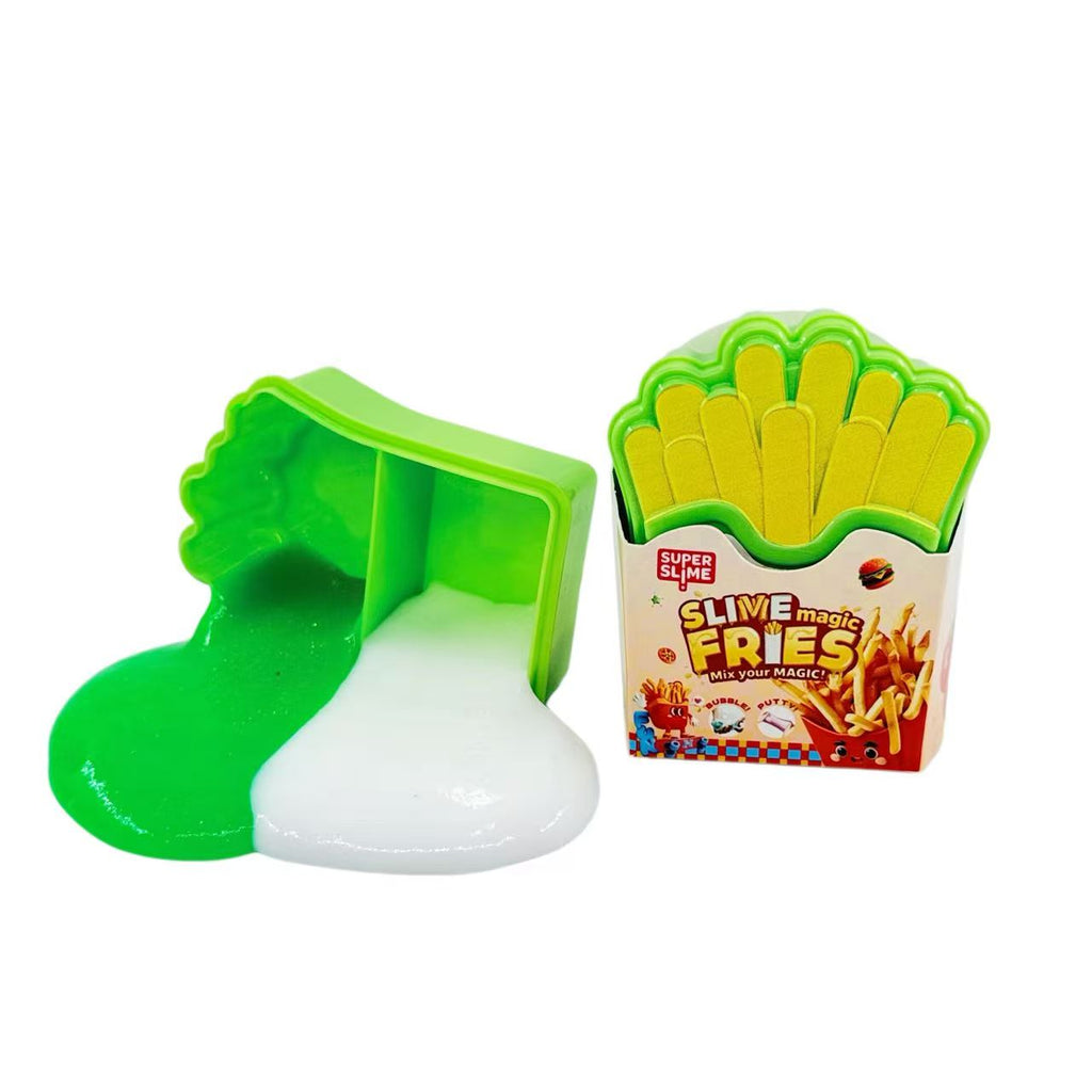 Simulation French Fries Box Crystal Slime Toy, Super Stretchable & Bubbleable, Kids DIY Sensory Stress Relief Fidget Toy