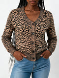 Leopard V-Neck Button-Down Cardigan