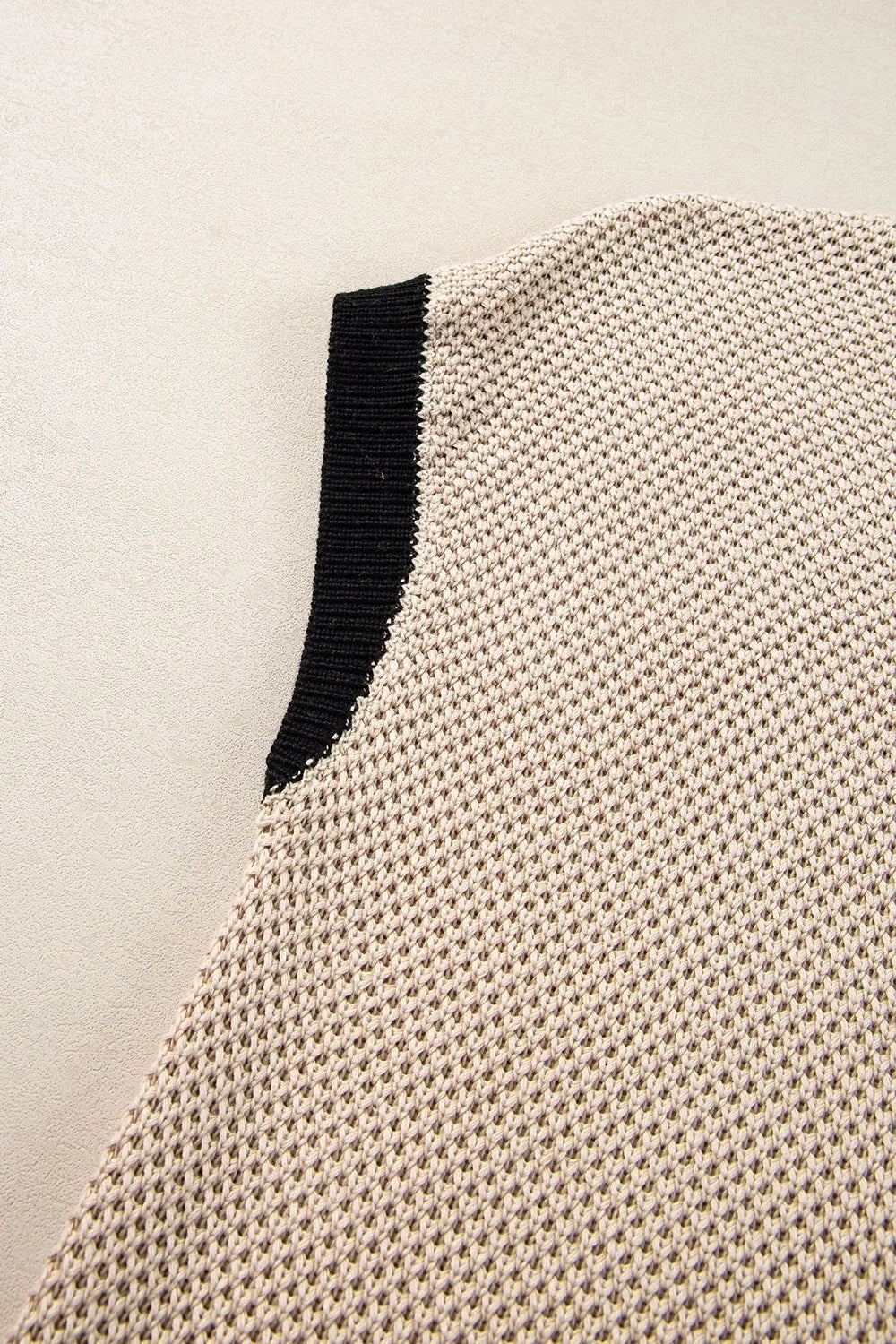 Textured Knit Sweater with Contrast Trim Details