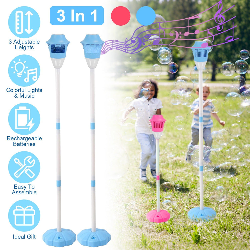 3-in-1 Standing Bubble Machine with Lights and Music