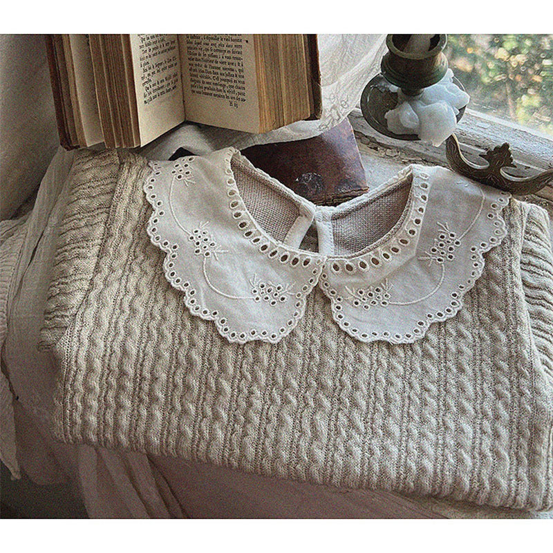 Girls' Baby Thickened Cotton Lace Collar Top