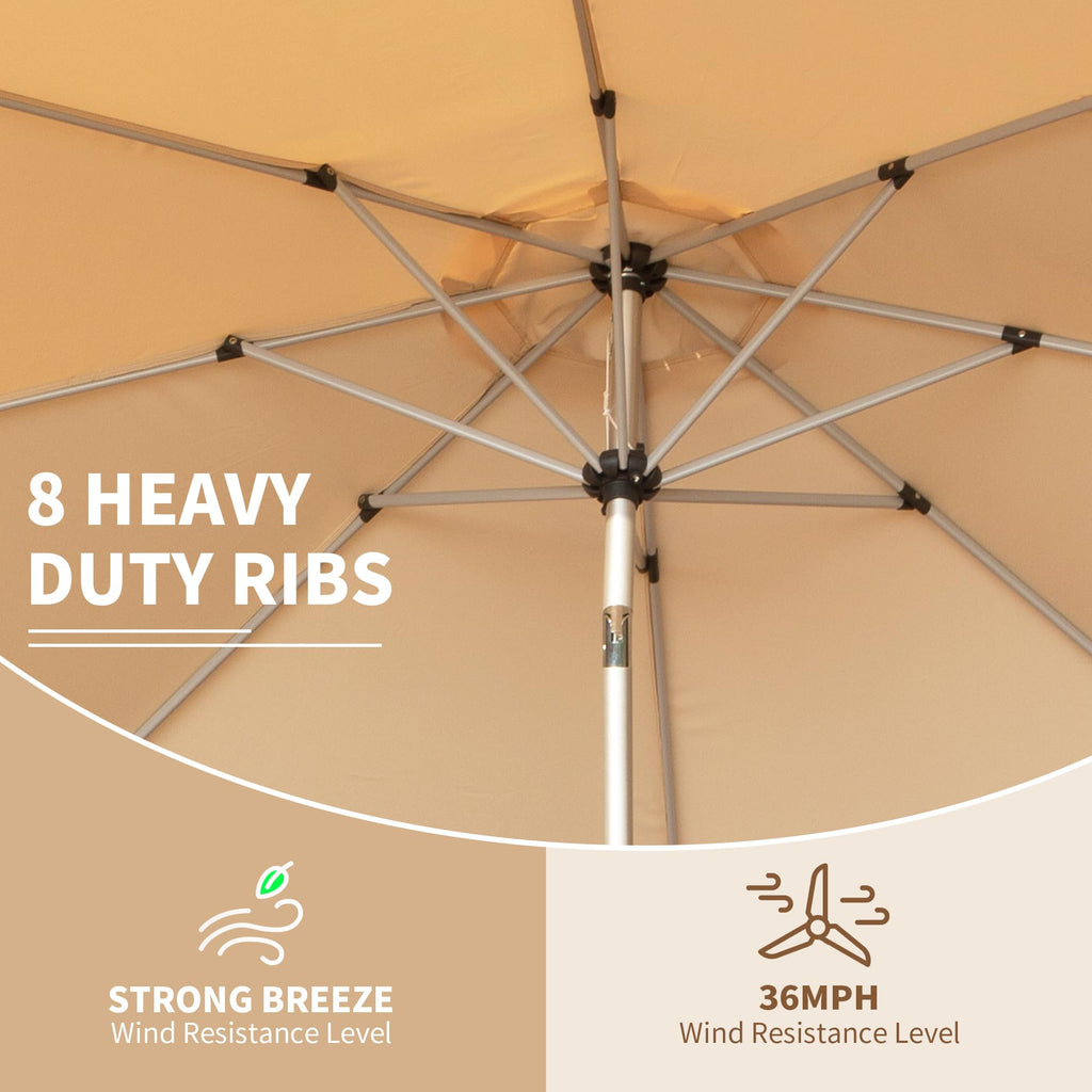 10FT Patio Umbrella with Push Button Tilt and Crank - Beige