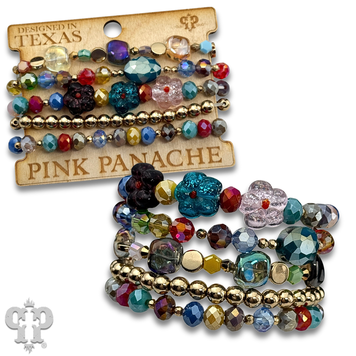 Glass bead variety mix bracelet stack - LC
