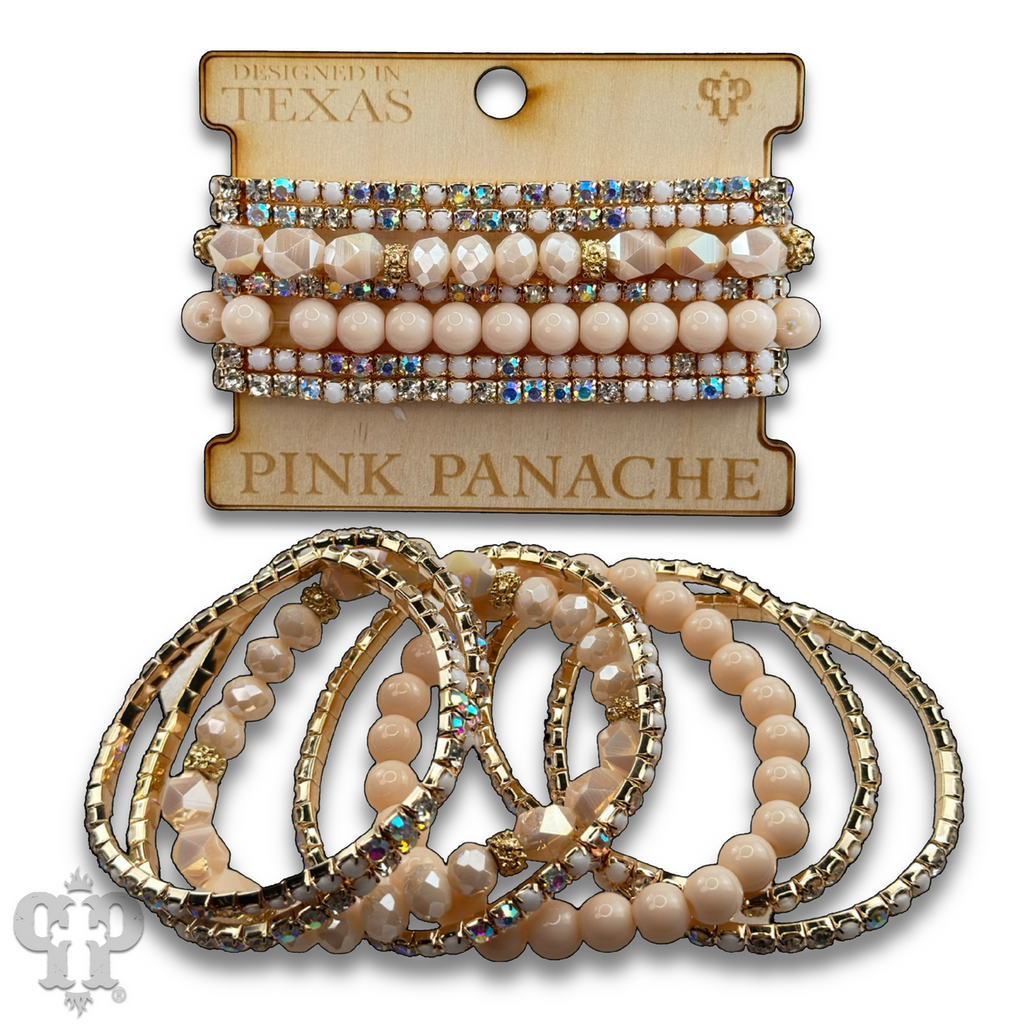 Mixed rhinestone and bead bracelet set