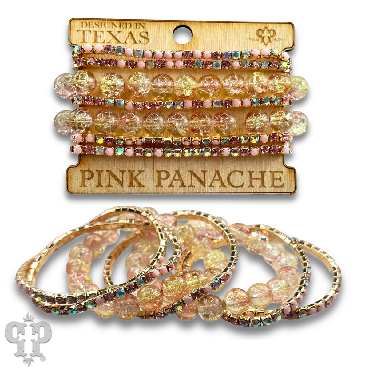 Mixed rhinestone and bead bracelet set