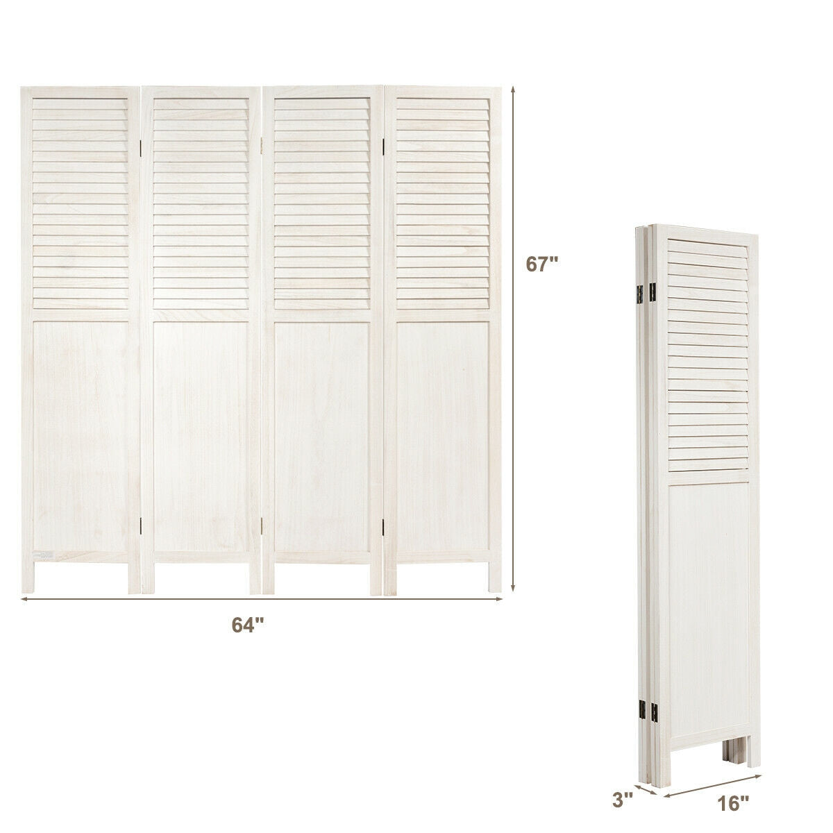 5.6 Ft Tall 4 Panel Folding Privacy Room Divider