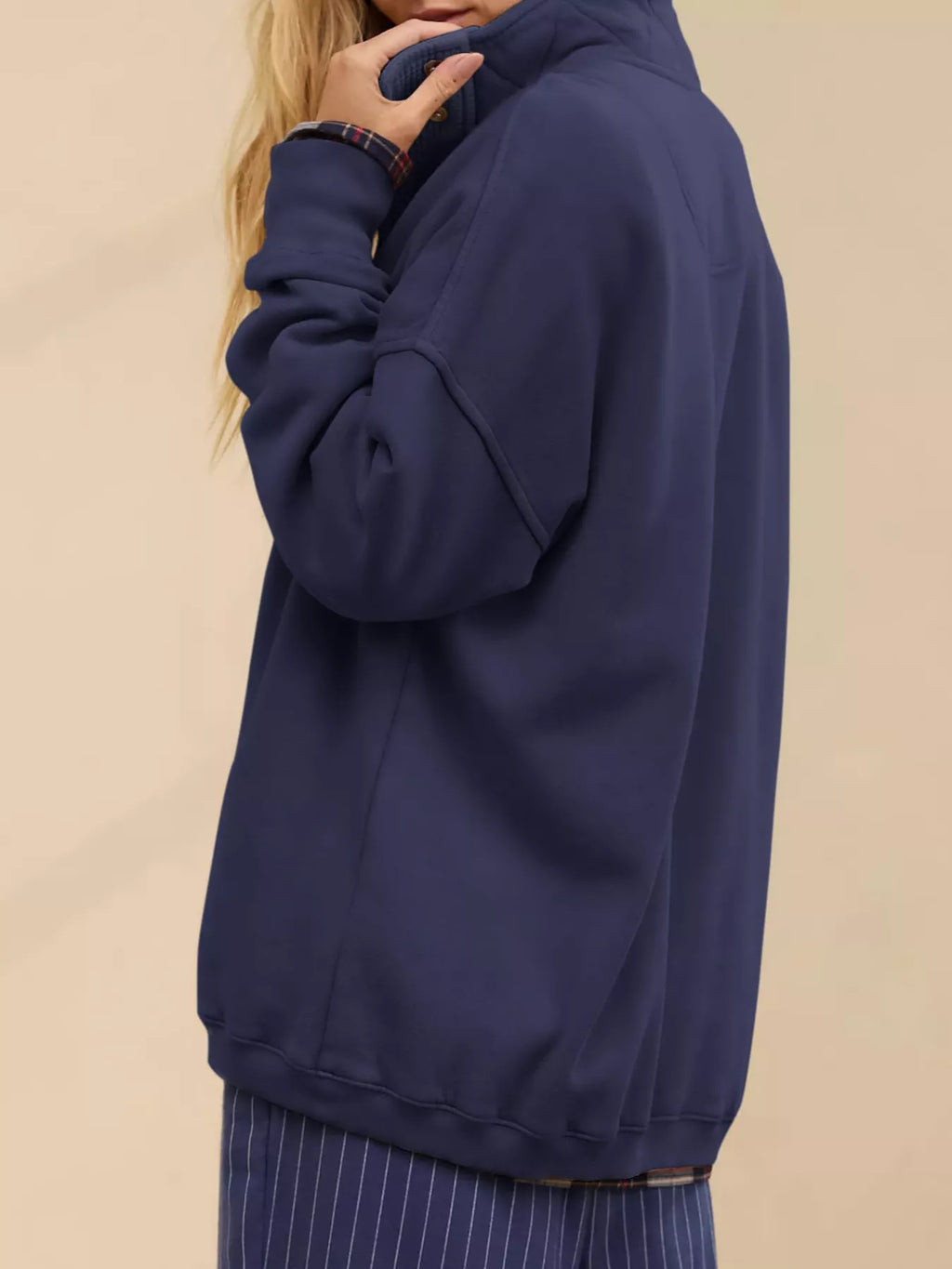 Half Snap Dropped Shoulder Sweatshirt