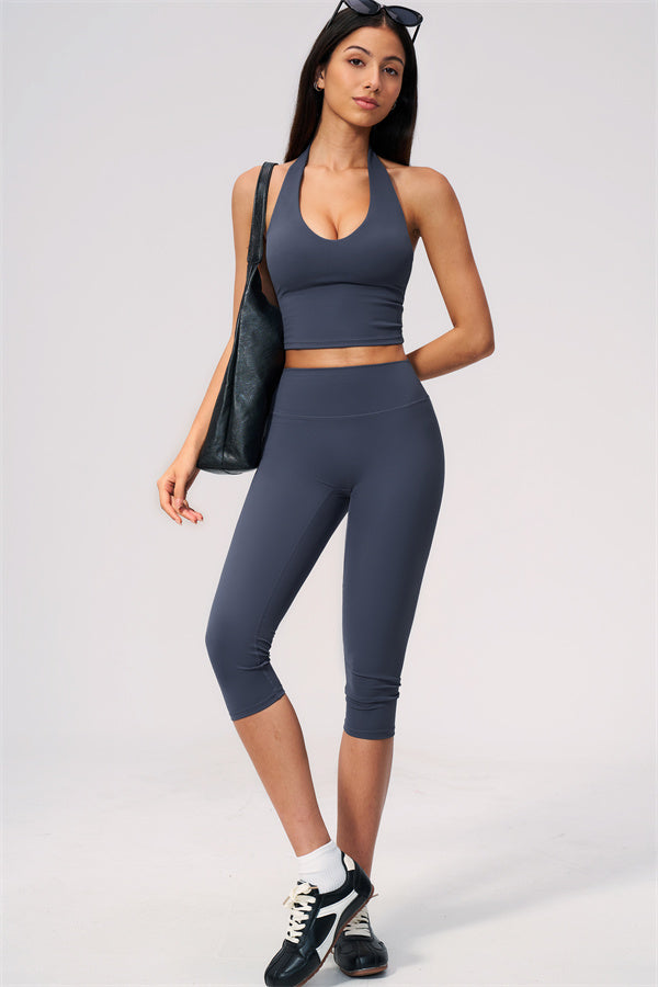 The Twirl Wide Strap Halter Crop Top