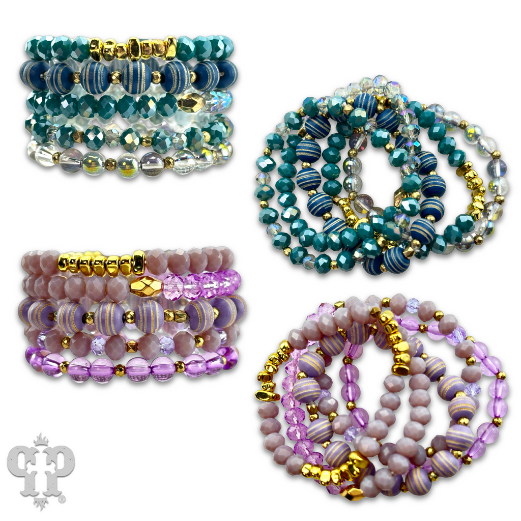 Faceted and round bead bracelet