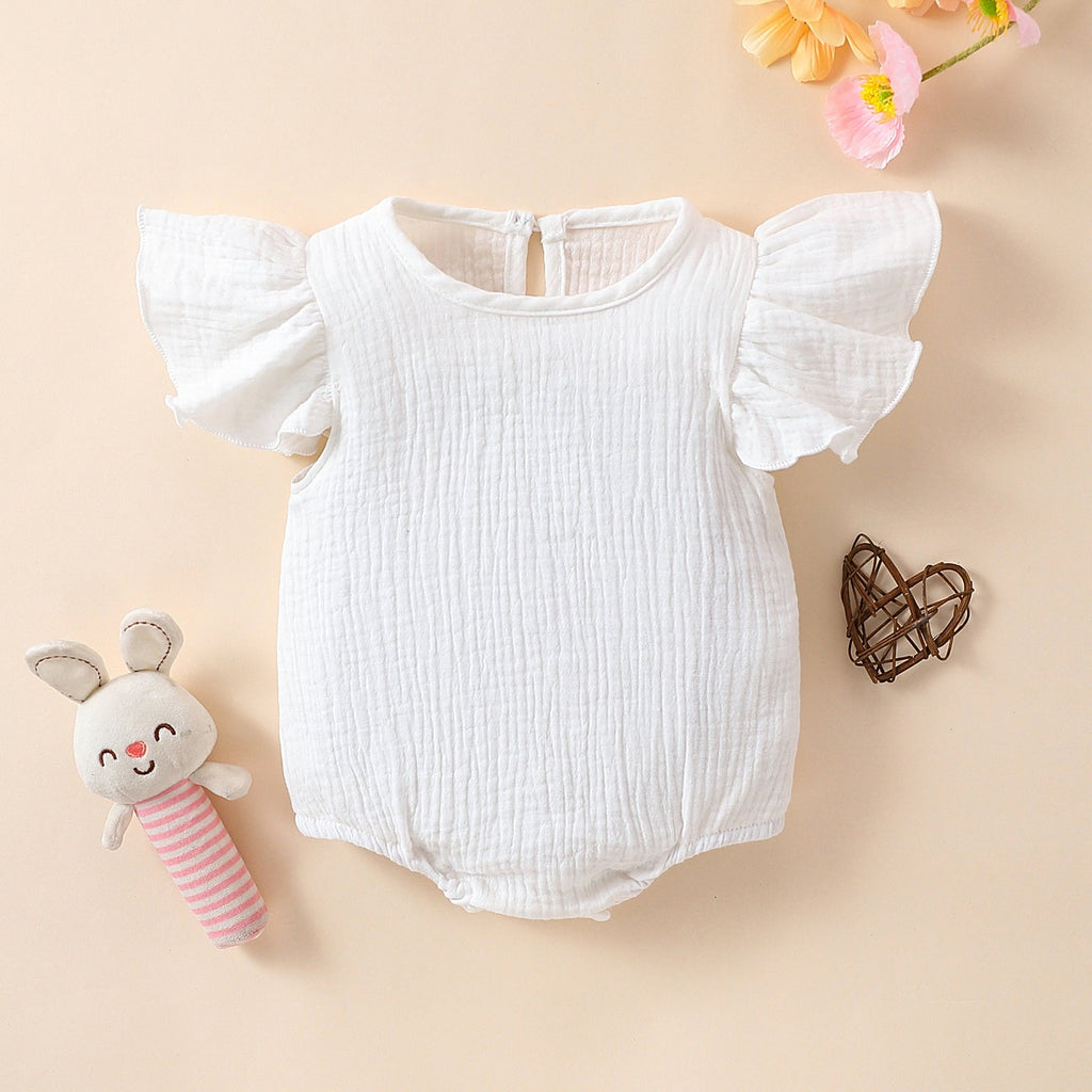 Multi-color Flutter-Sleeve Baby Romper For Infants And Toddlers