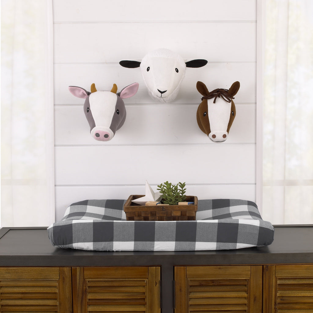 Plush Fleece Grey and White Cow Head Wall DÃ©cor