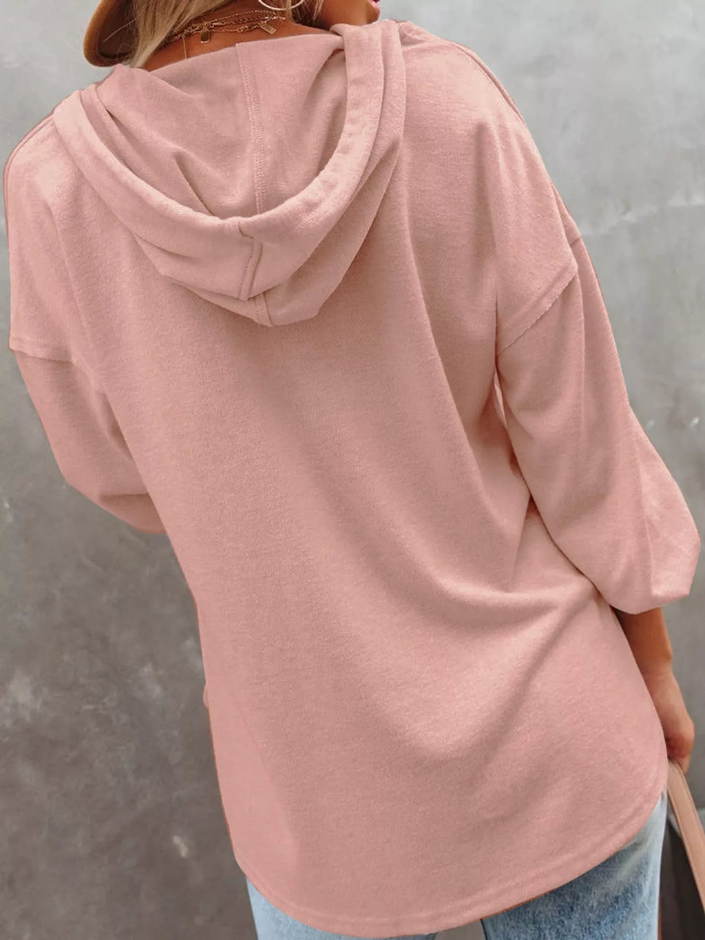 Drawstring Dropped Shoulder Hoodie