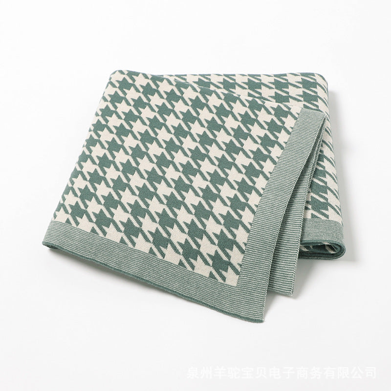 Houndstooth Jacquard Baby Swaddle Knitted Blanket