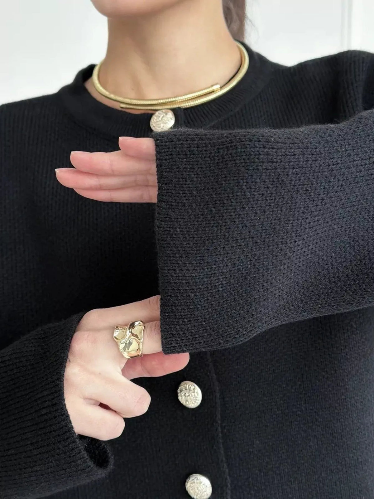 Crew-Neck Button Down Cardigan