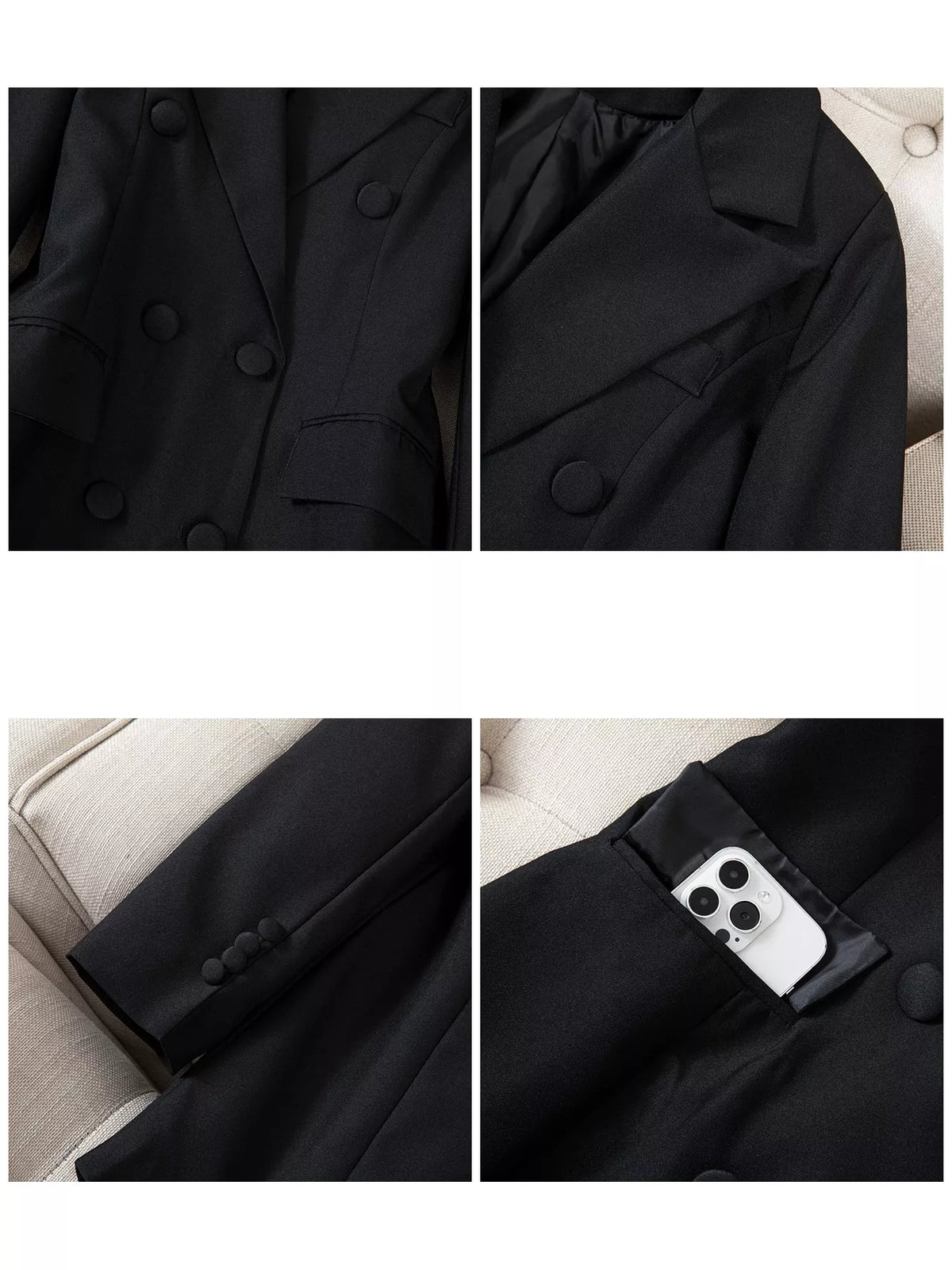 Full Size Double-Breasted Slim-Fit Blazer Plus Size