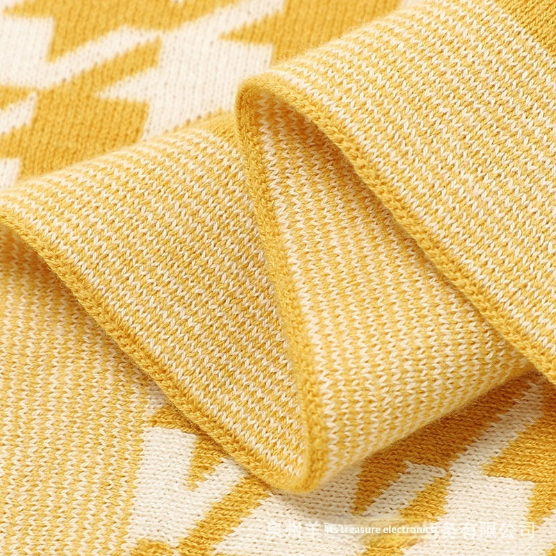Houndstooth Jacquard Baby Swaddle Knitted Blanket