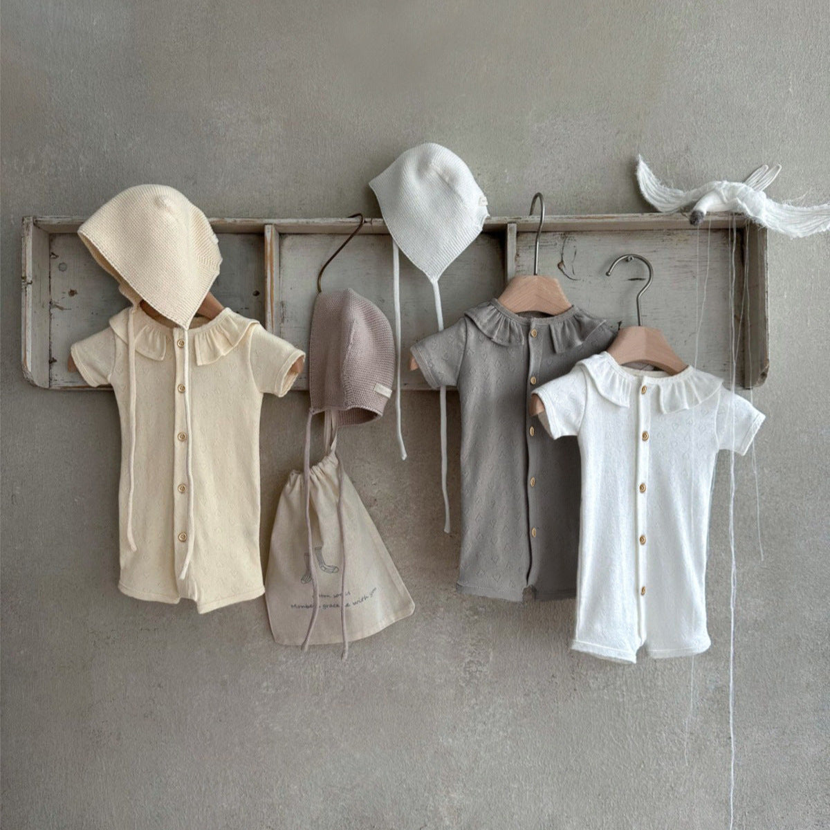 Lotus-leaf Collar Romper For Little Girls And Baby Girls