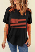 US Flag Graphic Round Neck Short Sleeve T-Shirt
