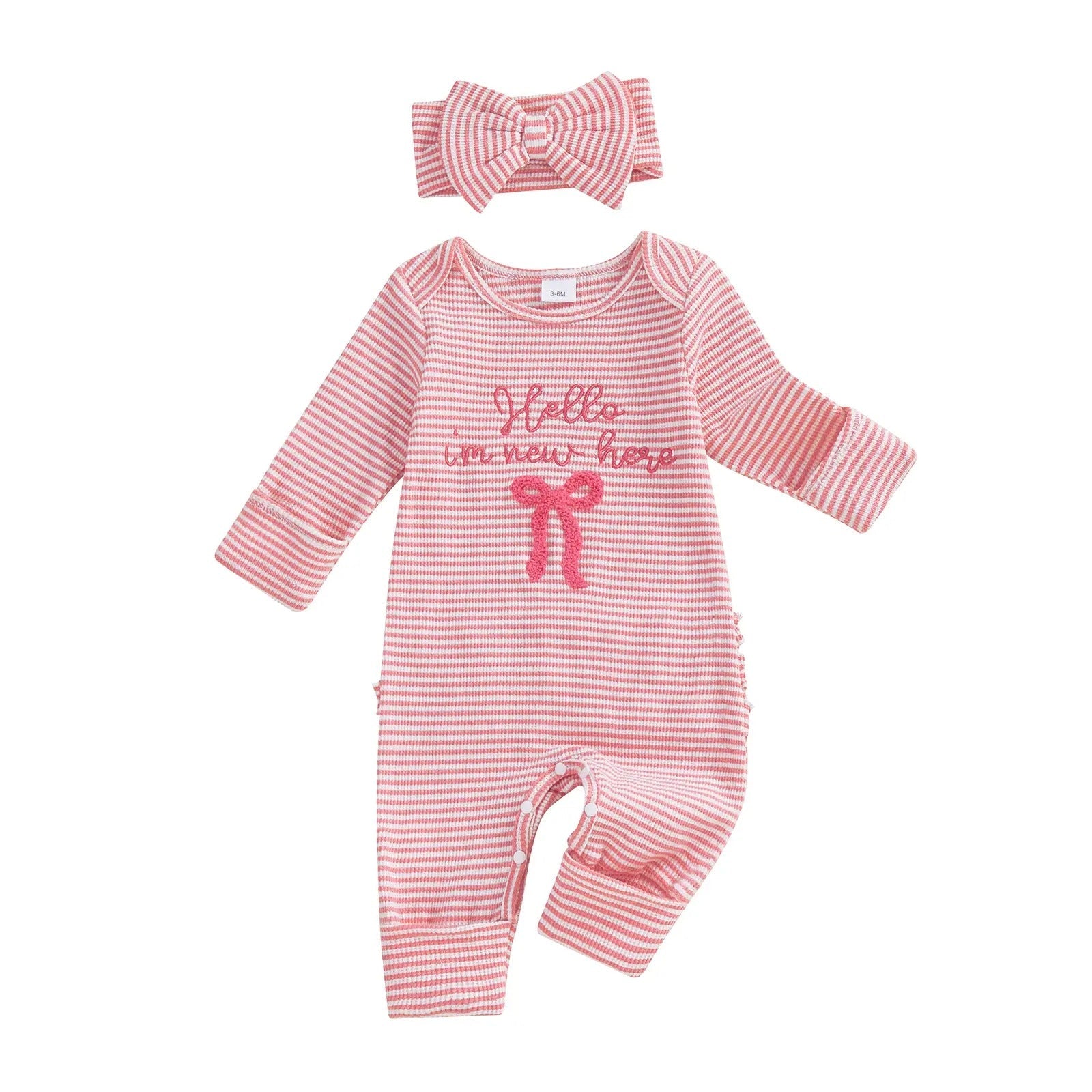 European And American Infant Lettered Embroidered Romper With Bow Ties