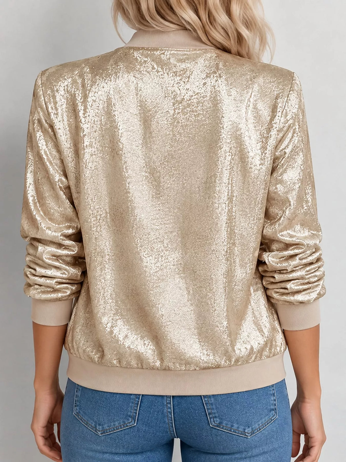 Full Size Zip Up Long Sleeve Jacket Plus Size