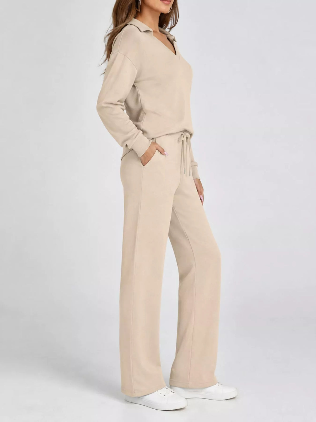 Dropped Shoulder Top and Pants Set