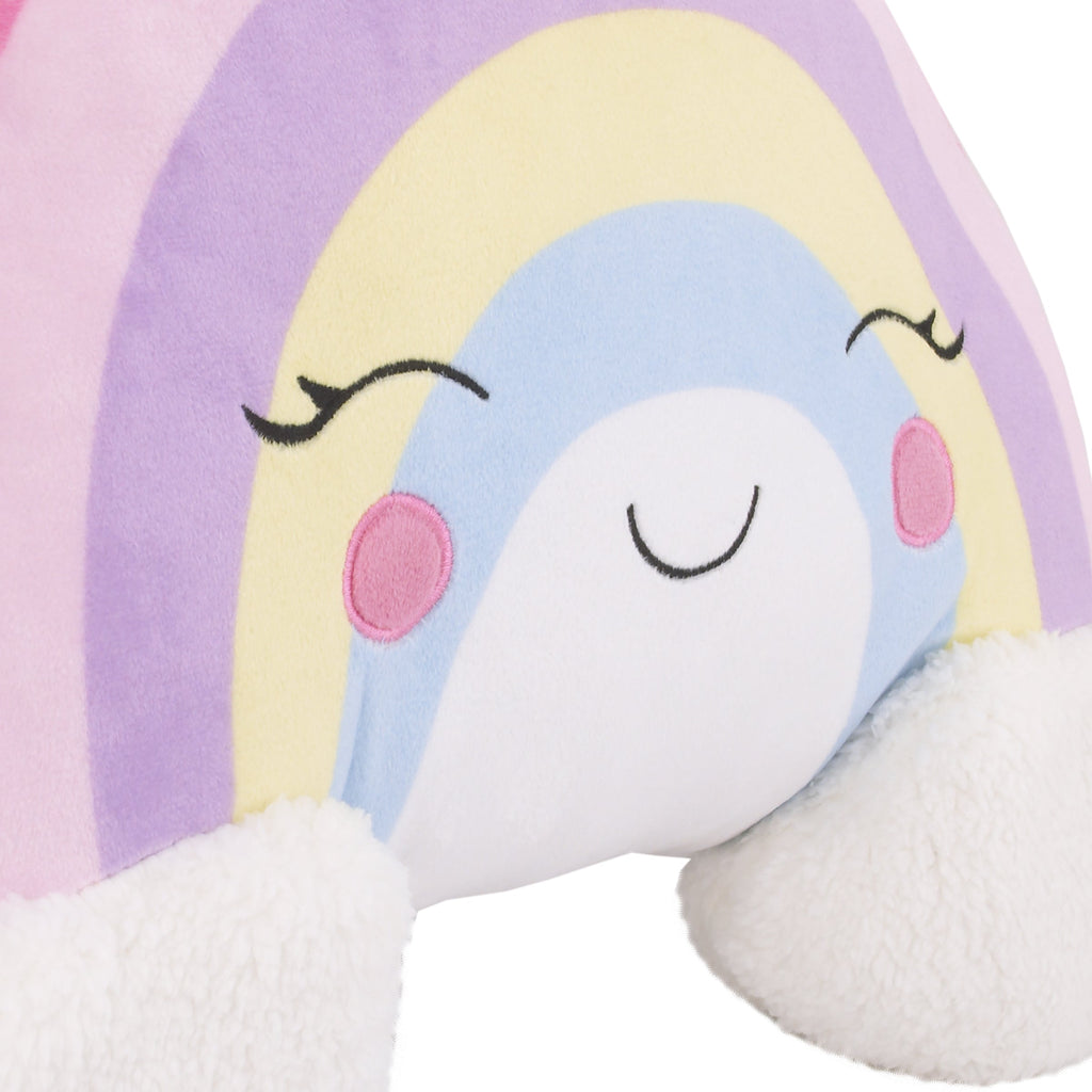 Little Love by NoJo Rainbow Shaped Plush Sherpa Decorative Pillow with Clouds - Pink, Lilac, Yellow, White