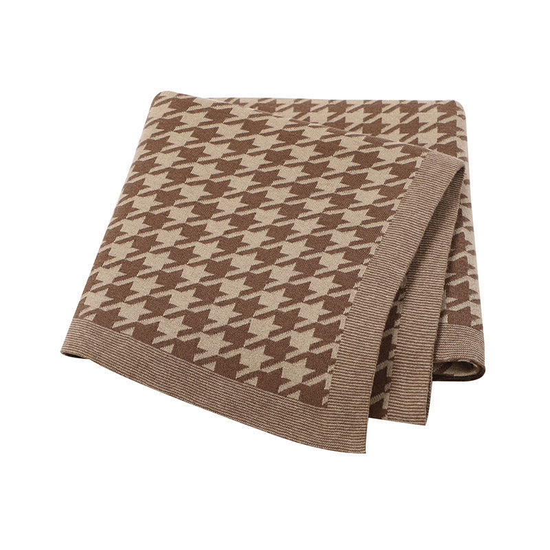 Houndstooth Jacquard Baby Swaddle Knitted Blanket