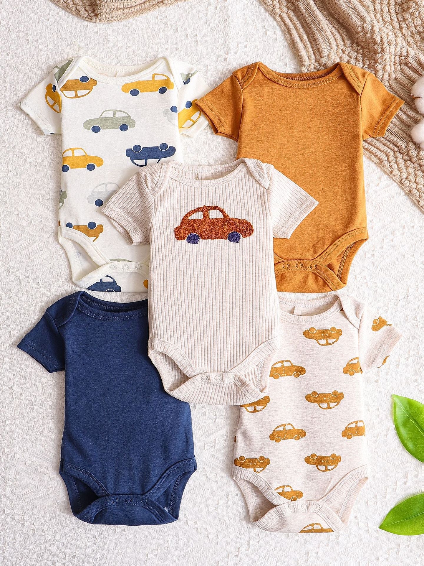 Cute Romper Short-Sleeve Baby Jumpsuit Five-Piece Set
