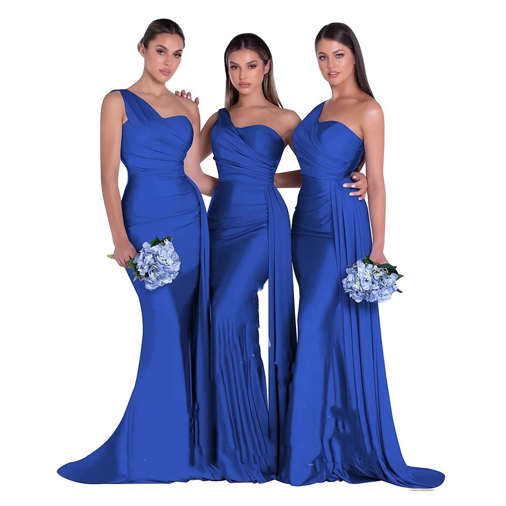 Mermaid One Shoulder Elegant Bridesmaids Dress also in plus