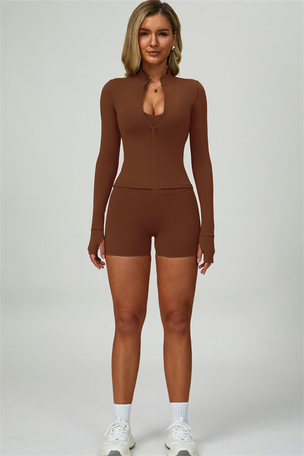 The Elixir Jacket Sports Bra Shorts 3-Piece Set