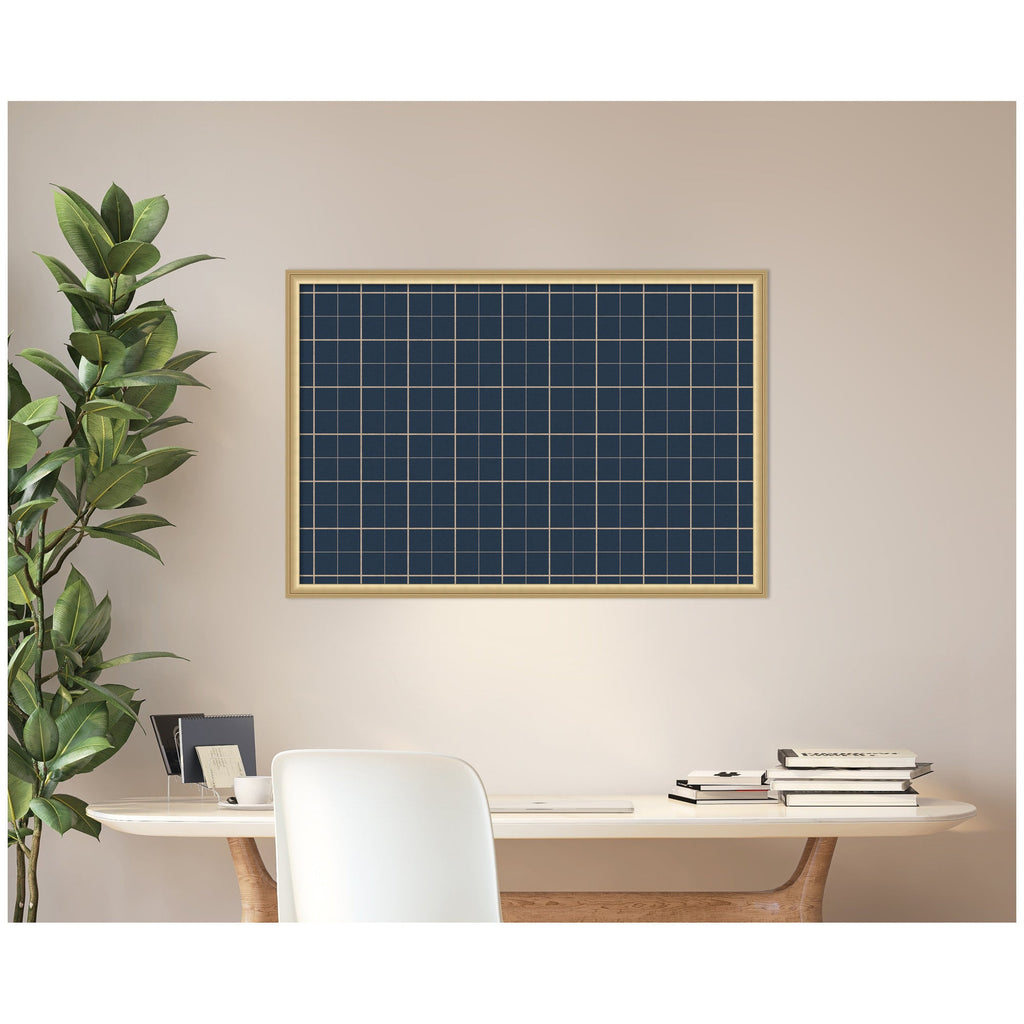 Framed Fabric Pinboard Navy Blue Plaid Wall Organization