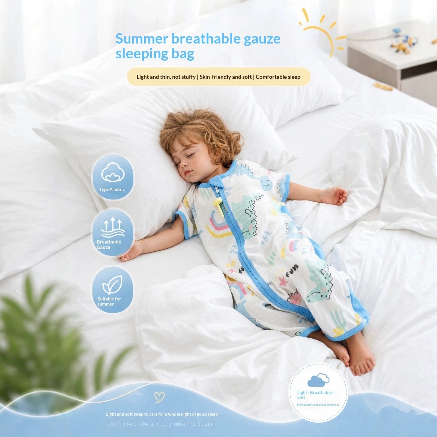 Dudu SpringSummer Lightweight Baby Gauze Sleeping Bag
